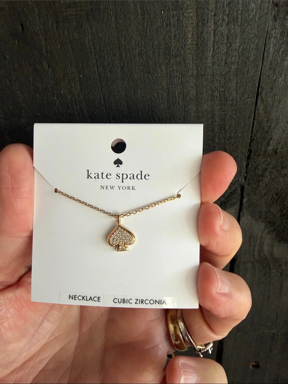 Kate spade Gold Tone Pave Spade Mini Pendant Necklace NWT